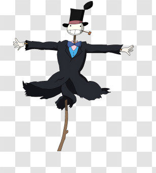 Ghibli Cartoon - Cartoon Scarecrow With A Hat And Pipe Transparent PNG