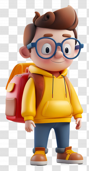 School Student - Cartoon Boy With Backpack Transparent PNG