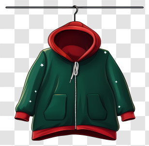 Green Hoodie - Green And Red Hoodie With Stars Transparent PNG