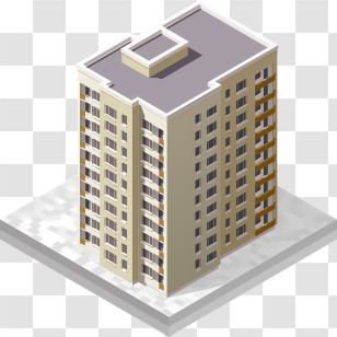 Cartoon - Modern Tall Residential Building Illustration Transparent PNG