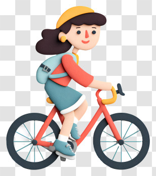 Girl Doing Leisure Activity - Girl Riding A Bicycle Transparent PNG