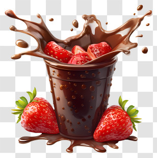 Chocolate Milk - Chocolate Splash With Strawberries Transparent PNG