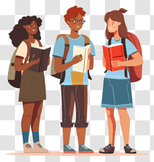 Students - Students Holding Books And Learning Transparent PNG
