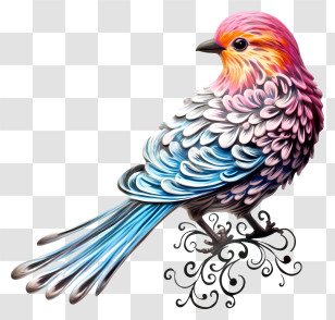 Pastel Bird - Beautiful Colorful Bird Illustration Transparent PNG