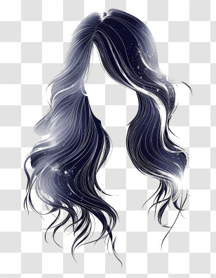 Wig - Beautiful Black Wavy Hair Illustration Transparent PNG