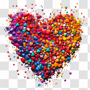 Love Design - Heart Shaped Art Made Of Colorful Candies Transparent PNG