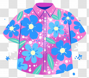 Hawaiian Shirt - Floral Hawaiian Shirt Illustration Transparent PNG