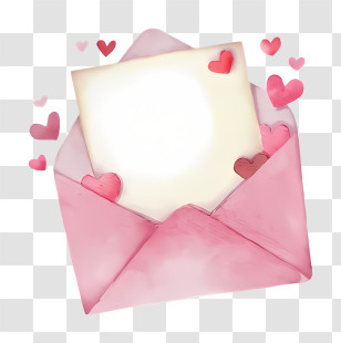 Mail - Pink Envelope With Romantic Hearts Design Transparent PNG