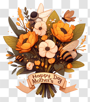 Mother Day - Floral Happy Mother's Day Bouquet Transparent PNG