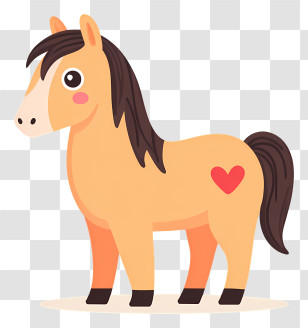Kawaii Horse - Cute Cartoon Pony With Heart Transparent PNG