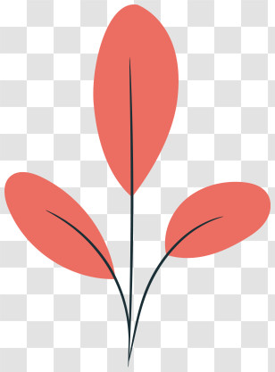 Plant - Minimalist Three Red Leaves Illustration Transparent PNG