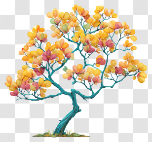 Tree With Blooming Branches - Vibrant Autumn Tree Transparent PNG