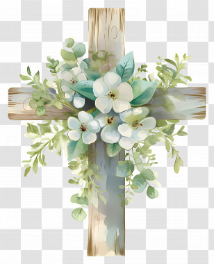 Christian Cross - Floral Cross With White Flowers Transparent PNG