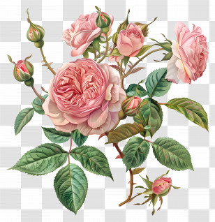 Juliet Rose - Beautiful Pink Roses Bouquet Illustration Transparent PNG