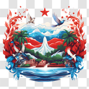 Costa Rica Independence Day - Colorful Scenic Landscape Illustration Transparent PNG