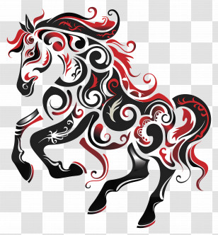 Chinese Zodiacs - Artistic Horse With Tribal Patterns Transparent PNG