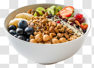 Food Bowl - Healthy Fruit And Granola Bowl Transparent PNG