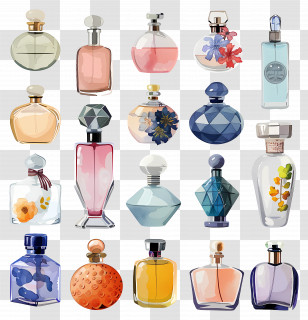Perfume Bottle - Collection Of Colorful Perfume Bottles Transparent PNG
