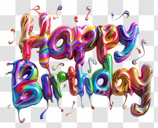 Happy Birthday - Colorful Happy Birthday Text Transparent PNG