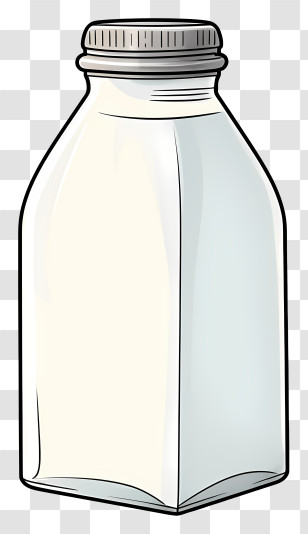 Transparent Bottle - Illustration Of A Milk Bottle In Simple Design Transparent PNG