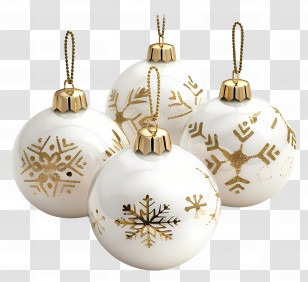 Christmas Balls - White And Gold Christmas Ornaments Transparent PNG