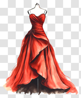 Dress Day - Elegant Red Evening Gown For Formal Occasions Transparent PNG