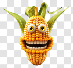 3d Cartoon Vegetable - Playful Smiling Corn Cartoon Illustration Transparent PNG