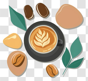 Cartoon - Cup Of Coffee And Coffee Beans Illustration Transparent PNG