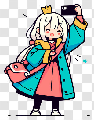 Anime Kawaii Girl Selfie - Cute Girl Taking Selfie Transparent PNG