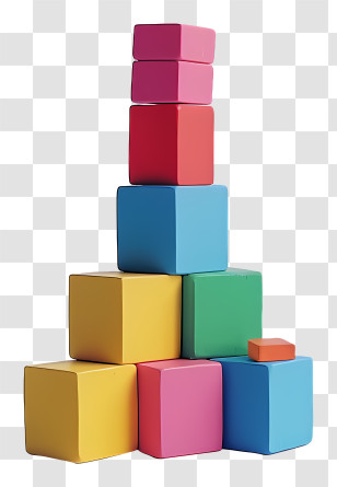 Building Blocks - Stacked Arrangement Of Colorful Toy Blocks Transparent PNG
