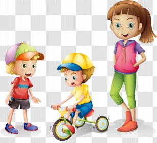 Child Bicycle Cycling Illustration - Drawing - Vector Hand-painted Children Transparent PNG