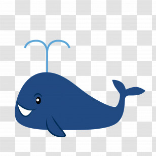 Cute Blue Whale Cartoon - Adorable Cartoon Blue Whale Transparent PNG