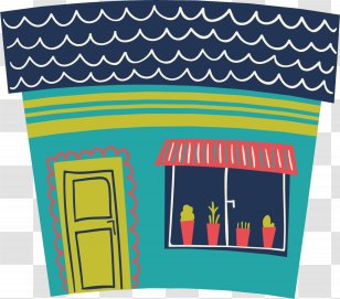 Cartoon Illustration - Yellow - Colorful Cabin Transparent PNG