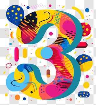 Number 3 - Colorful Abstract Number 3 Transparent PNG