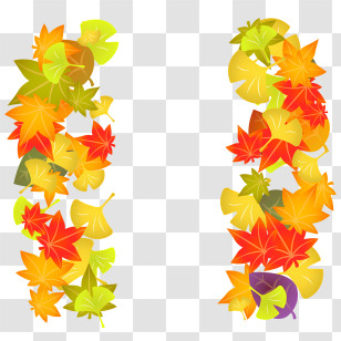 Autumn Leaves Border - Colorful Autumn Leaves Transparent PNG