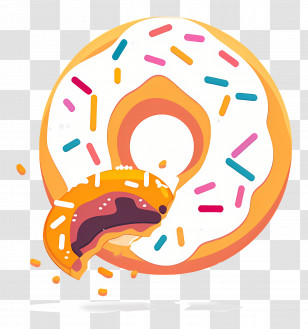 Doughnut - Donut With Sprinkles And Bite Mark Illustration Transparent PNG