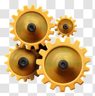 Gears Working Cog - Shiny Golden Gears Transparent PNG
