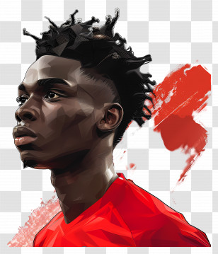 Alphonso Davies - Digital Portrait Illustration Transparent PNG