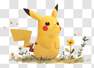 Pikachu - Cute Pikachu Cartoon With Nature Background Transparent PNG
