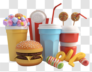 Food Drinks - Colorful Fast Food Illustration Transparent PNG