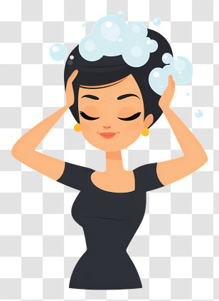 Woman Washing Hair Foam - Woman Washing Hair With Bubbles Transparent PNG