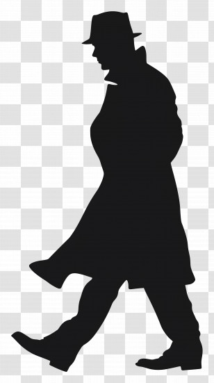 Sherlock Holmes Silhouette - Walking Silhouette Of Man In Coat And Hat Transparent PNG