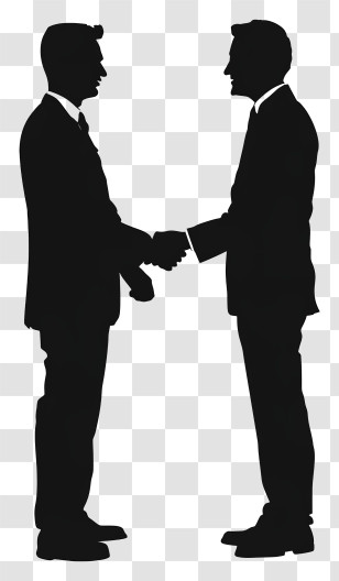 Shaking Hands - Silhouette Of Two Professionals Shaking Hands Transparent PNG
