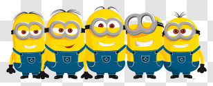 Minions - Group Of Yellow Animated Characters In Overalls Transparent PNG