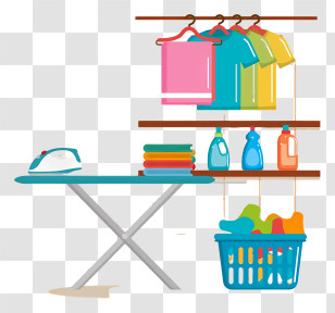 Clothes Rack - Laundry Room With Ironing Board And Clothes Transparent PNG