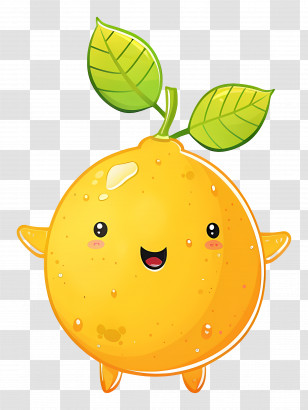Lemon Kawaii - Adorably Illustrated Cute Orange Lemon Transparent PNG
