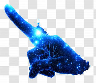 Gliter Hand - Glowing Blue Pointing Hand Transparent PNG