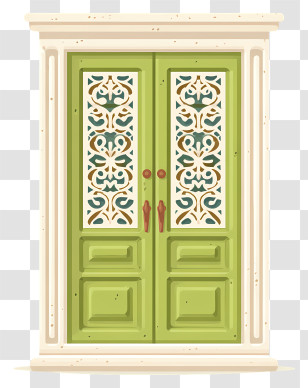Indian Jali Window - Ornate Green Door Transparent PNG