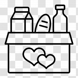 Food Donation - Grocery Box With Hearts Transparent PNG
