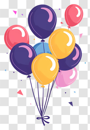 Birthday Balloons - Vibrantly Colored Party Balloons Illustration Transparent PNG